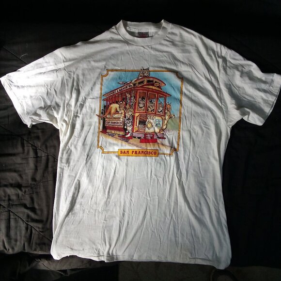Deadstock Vintage San Francisco Cats Kittens Cable Car T-Shirt - Picture 2 of 7